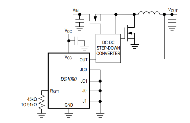 Application Circuit Diagram - Analog Devices / Maxim Integrated DS1090 Spread-Spectrum EconOscillator™ Application Circuit Diagram - Analog Devices / Maxim Integrated DS1090 Spread-Spectrum EconOscillator™